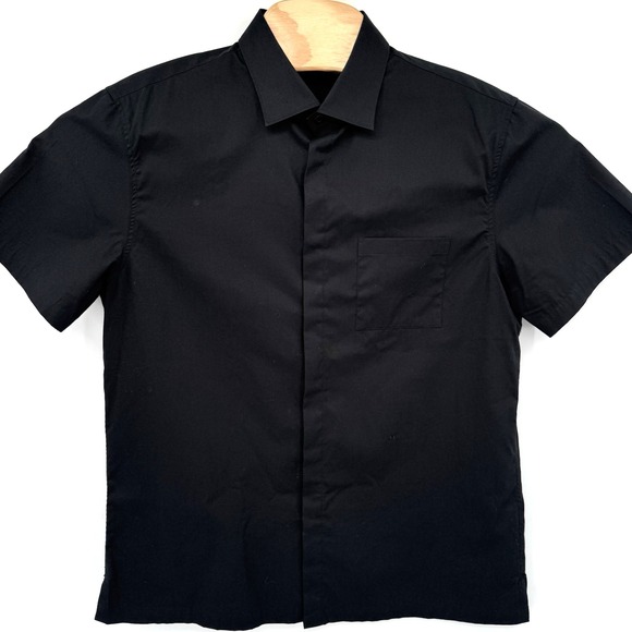J.‎ Lindeberg Men's Short Sleeve Solid Black Large Button Up Cotton Golf Shirt - Picture 1 of 6